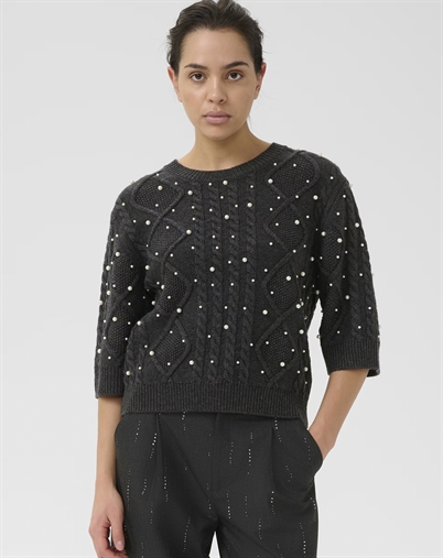 Gestuz - GZTaiba Deco Pullover - Dark Grey Melange